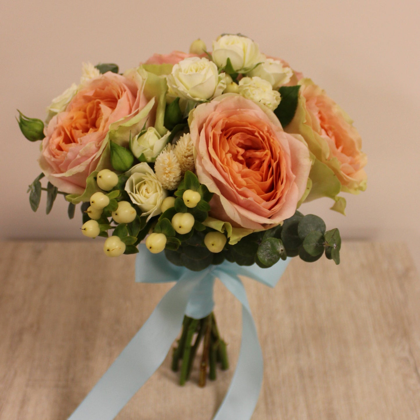 Peach, Orange, and White Cream Bridal Bouquet