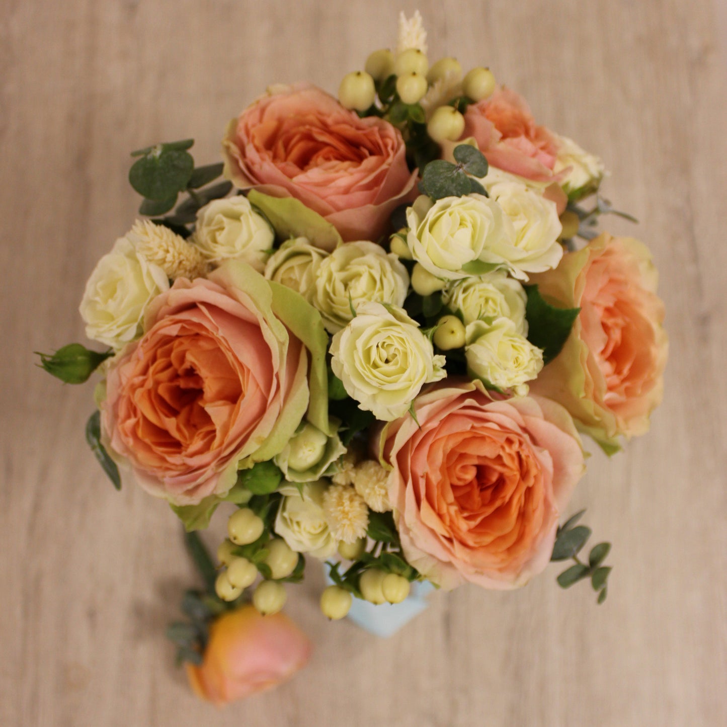 Peach, Orange, and White Cream Bridal Bouquet