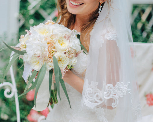 Bridal Bouquet in White and Cream Tones with Garden Peony Roses